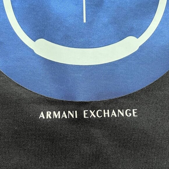 NWT ARMANI EXCHANGE WOMEN'S BLACK BLUE SMILEY GRAPHIC PRINT CREWNECK SWEATSHIRT - Picture 9 of 14